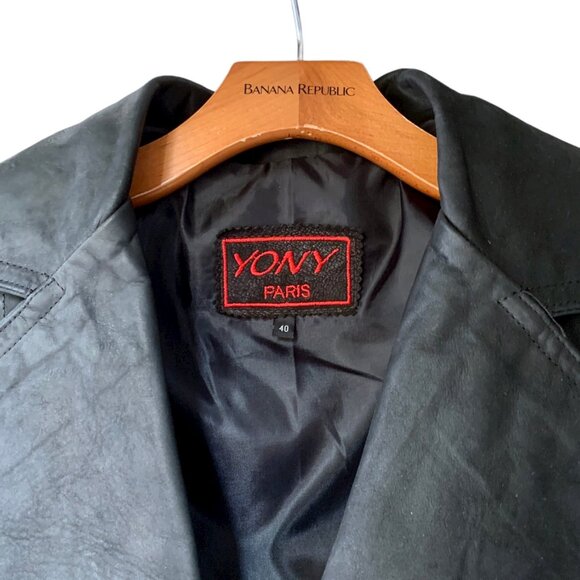 Custom-made in Paris vintage full length black leather trench coat - EU 40 - Picture 9 of 10